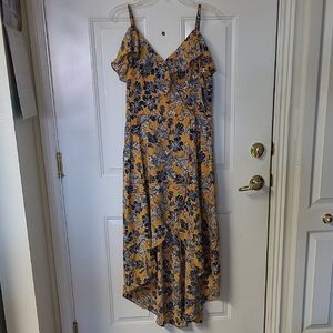 Floral Yellow and Blue Women's Dress